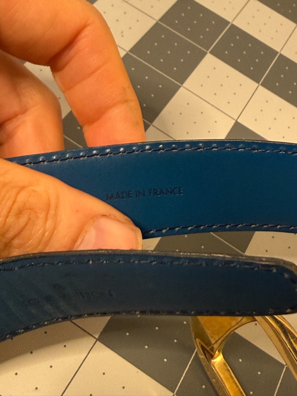 Louis Vuitton Epi Leather Belt Cobalt Blue Gold Buckle 85cm Made in France - Picture 5 of 6